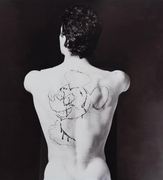 Self-portrait back with Mickey Mouse, 1985/1990, 1985